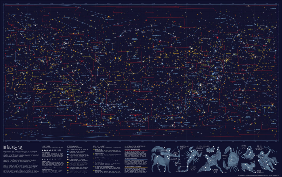 Visible Stars in the Night Sky Map