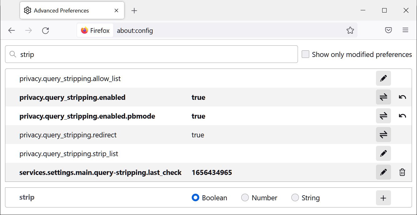Enable privacy.query_stripping.enabled.pbmode setting