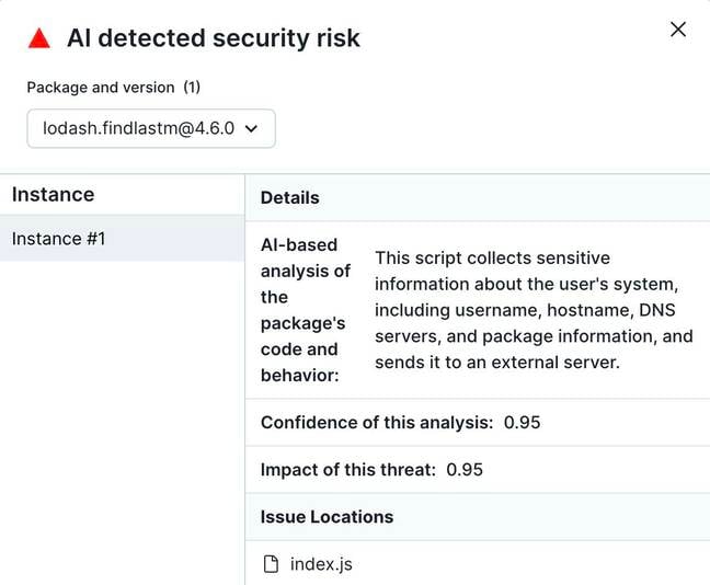 Screenshot of ChatGPT report for Socket security scanner