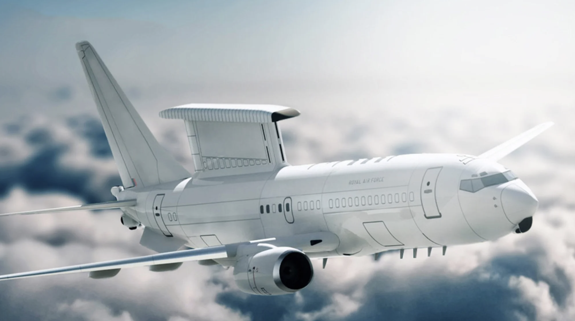 A computer-generated rendering of an E-7A Wedgetail in RAF service. <em>Crown Copyright</em>