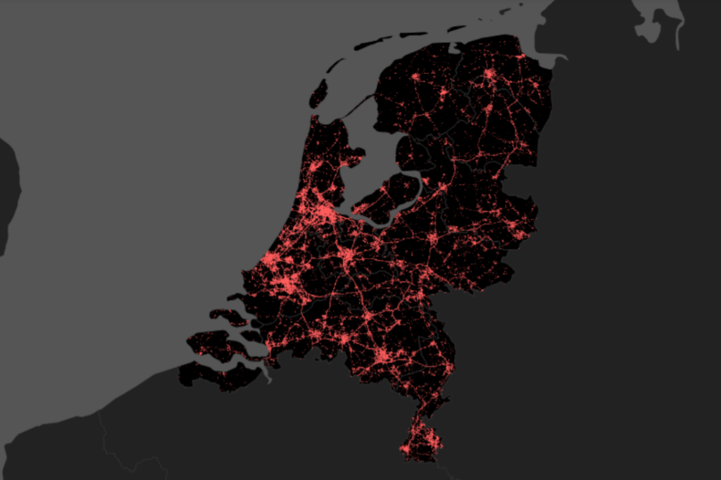 a map of the netherlands with cellphone towers