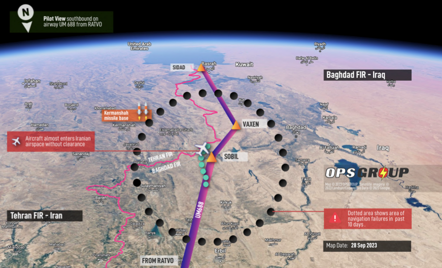 flight course of an aircraft being gps spoofed and almost entering dangerous airspace