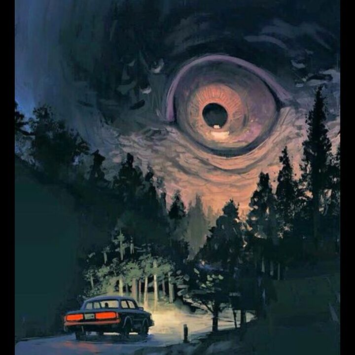 car with eye in sky