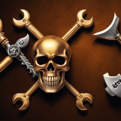 a spanner and screwdriver in the shape of a skull and crossbones flag