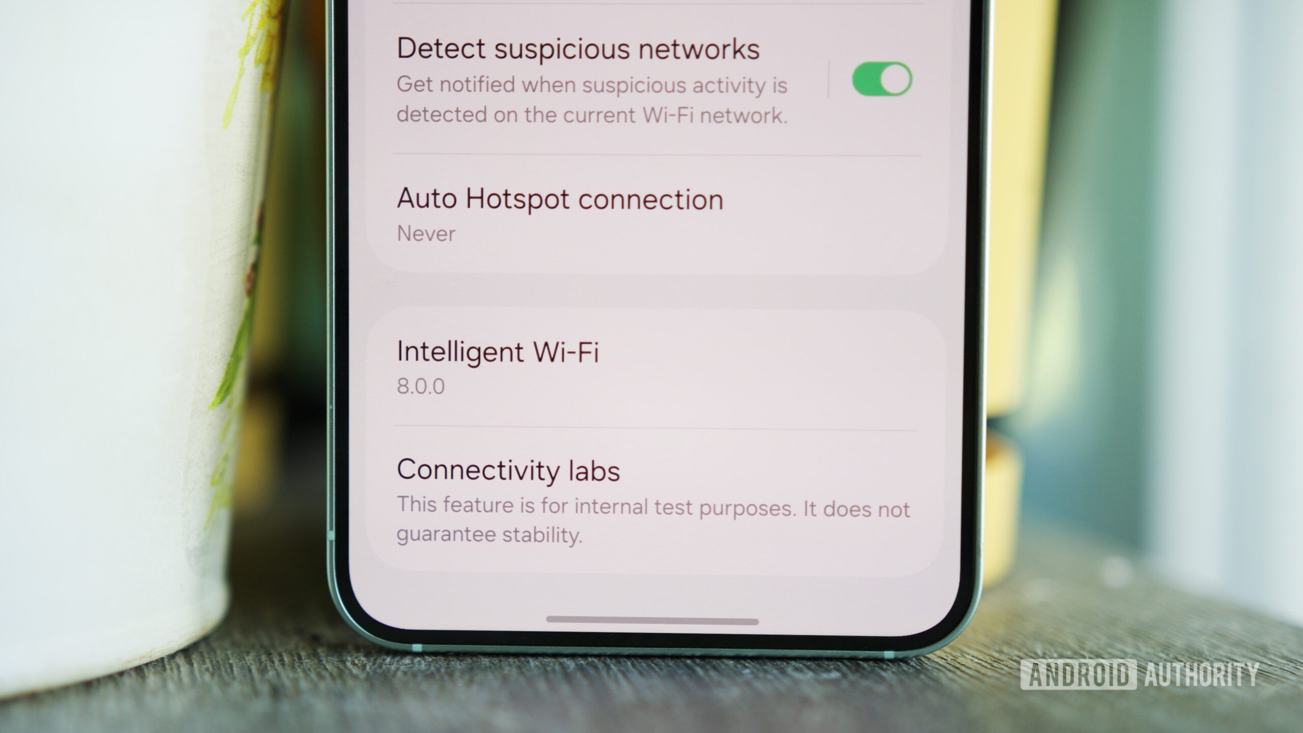 Connectivity Labs toggle on a Samsung phone.